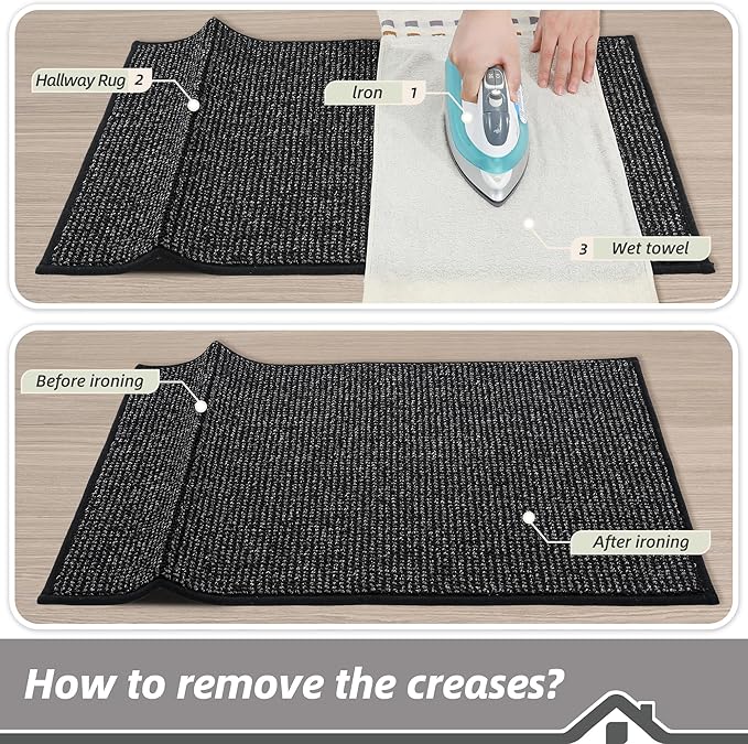 BEQHAUSE 20"x32" Entryway Rug Indoor Door Mat Non-Slip Washable, Hallway Rugs Absorbent & Stain Resist Hall Carpet Runner Rugs for Entryway, Front Door Floor Mats Laundry Room Rugs for Entry, Black