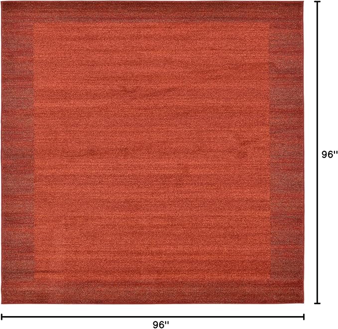 Rugs.com Angelica Collection Rug – 8 Ft Square Terracotta Medium Rug Perfect for Living Rooms, Kitchens, Entryways