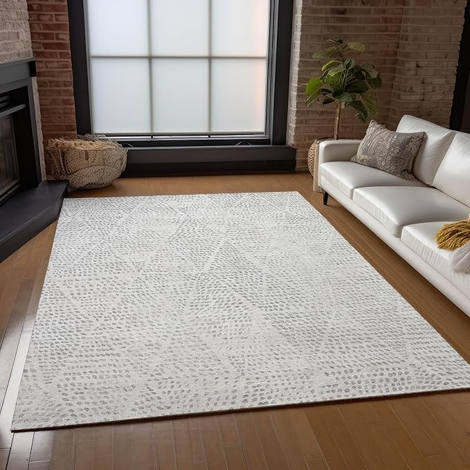 Addison Rugs Chantille ACN591 Silver 9' x 12' Indoor Outdoor Area Rug, Easy Clean, Machine Washable, Non Shedding, Bedroom, Living Room, Dining Room, Kitchen, Patio Rug