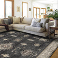 RUGGABLE Washable Vintage Area Rug – Verena Dark Wood 9x12, Stain-Resistant, Non-Slip – Large Machine Washable Rugs for Living Room, Bedroom, Hallway, Entryway & Office–with Standard Pad