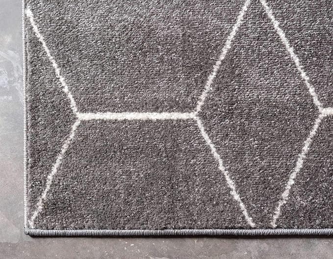 Unique Loom Trellis Frieze Collection Area Rug - Geometric (9' x 12' 2", Dark Gray/ Ivory)