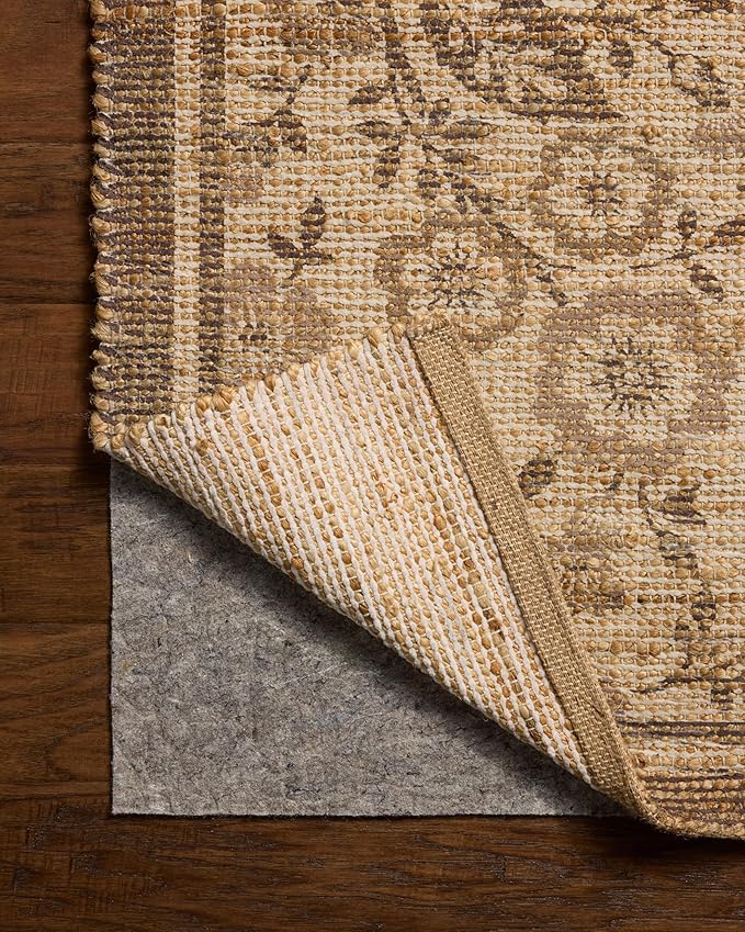 Loloi Chris Loves Julia Rue Collection RUE-03 Bark/Mocha 2'-3" x 3'-9" Accent Rug Jute Neutral Floral Living Room Bedroom Rug