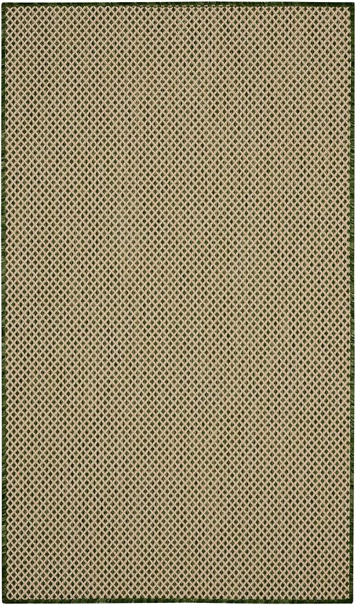 Nourison Home Courtyard Green 3' x 5' Area Rug - Easy Clean, Non Shedding, Bed Room, Living Room, Dining Room, Kitchen (3' x 5')