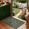 Dark Green Area Rug Entryway Rugs for Bedroom Bathroom Kitchen - 2x3 Small Soft Rugs Low Pile Keep Off Rug Carpet Washable Rug Oriental Indoor Boho Area Rug Cute