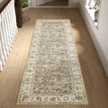jinchan Fiora Runner Rug 2x6 Washable Hallway Runner - Vintage Floral Non Slip Low-Pile Soft Thin Kitchen Rug Distressed Carpet for Farmhouse Bedroom Entryway Laundry Room(2x6ft, Taupe)