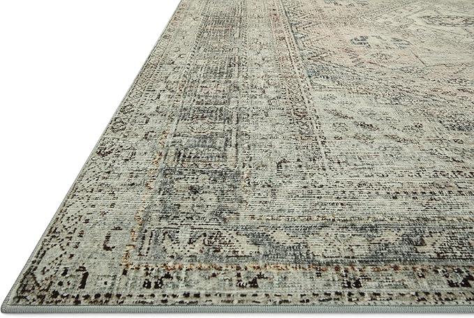 Loloi Magnolia Home by Joanna Gaines Sinclair Collection SIN-04 Natural/Sage 8'-6" x 11'-6", .25" Pile Height, Machine Washable, Area Rug