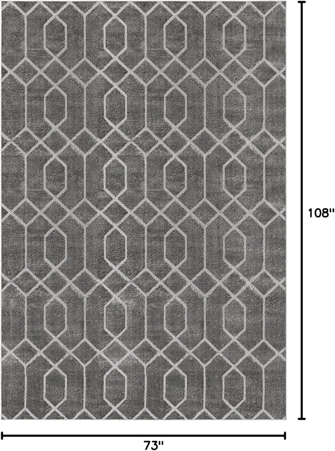 Unique Loom Glam Collection Area Rug - Trellis (6' 1' x 9' Rectangle, Gray Silver/ Silver)