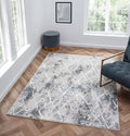 Adel Modern Area Rug for Living Room, 5x7 Rustic Distressed Abstract Blue Rug, Medium Pile Stain Resistant Carpet for Bedroom, Dining Room or Kitchen (5' x 7', Blue)