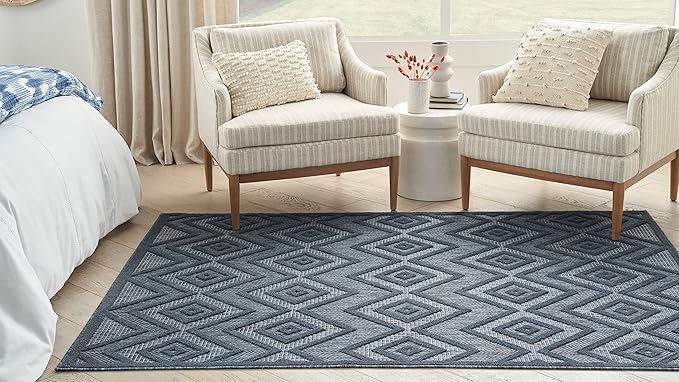 Nourison Home Versatile Navy Blue 5' x 7' Area Rug - Easy Clean, Non Shedding, Bed Room, Living Room, Dining Room, Kitchen (5' x 7')