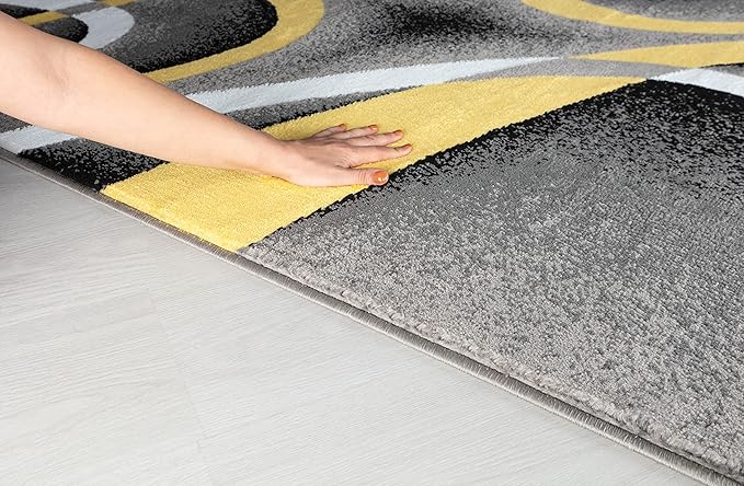 GLORY RUGS Area Rug Modern 5x7 Yellow Soft Contemporary Floor Carpet for Indoor Living Dining Room and Bedroom Area