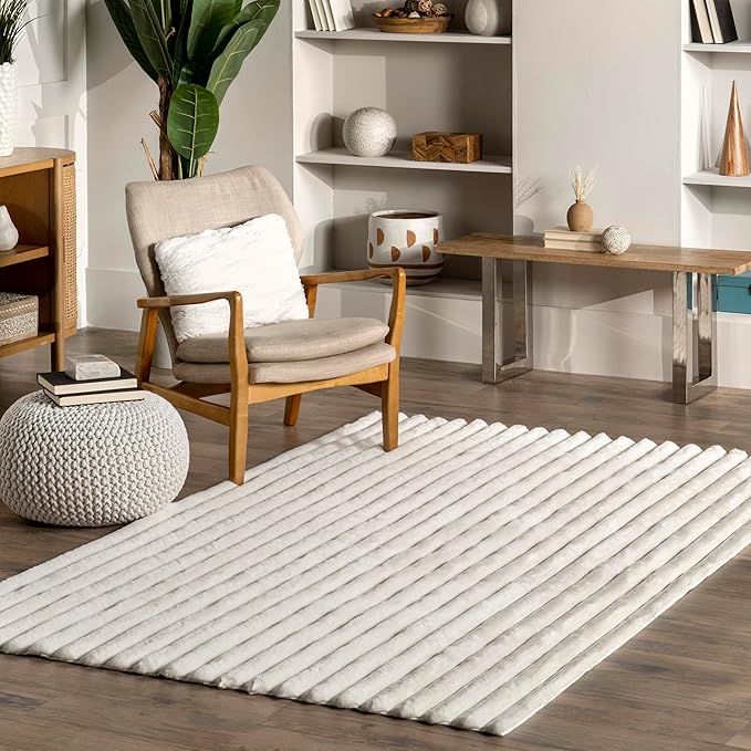 Nuloom SuperiorWash Collection Kai Off-White, 5' x 8', Fluffy and Cozy, High Traffic, Stain Resistant, Easy Clean, Durable Washable Area Rug for Bedroom, Living Room, Dining, Den, Foyer, Entryway