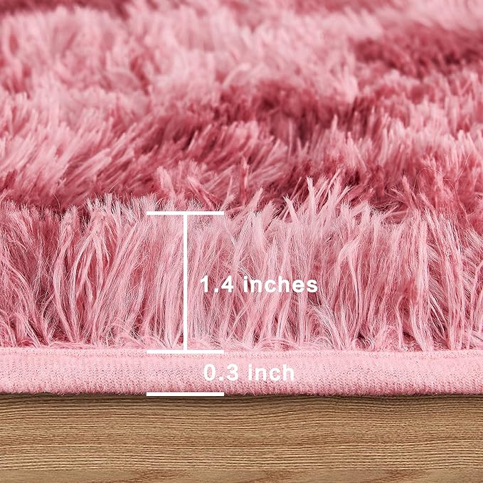 Andency 6x9 Area Rugs, Large Shag Fluffy Soft Shaggy Rugs for Living Room Bedroom, Non-Slip Tie-Dyed Dark Red Thick Plush Carpet for Kids Girls and Boys, Dorm Nursery Home Decor Aesthetic