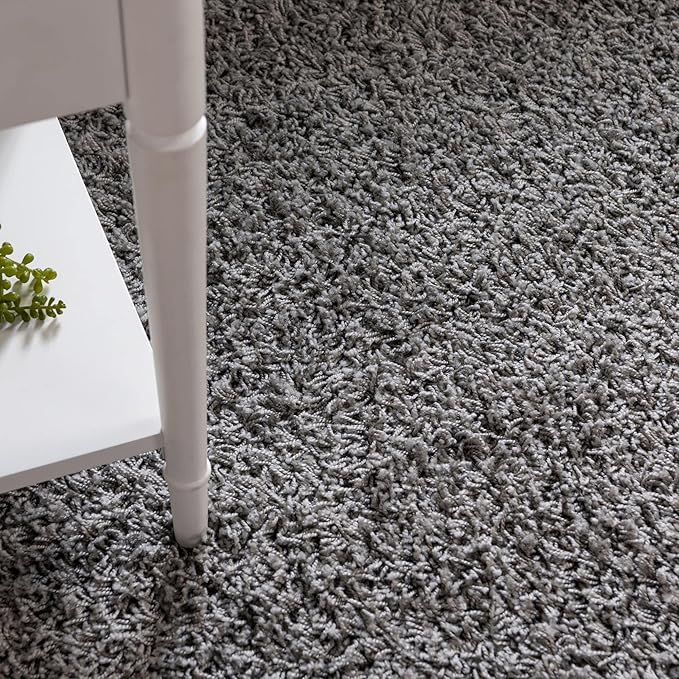 Unique Loom Solid Shag Collection Area Rug (6' 1" Octagon, Cloud Gray)