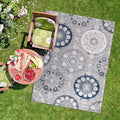 CAMILSON Indoor Outdoor Rug 8x10 Bohemian Medallion Floral Area Rugs for Indoor and Outdoor Patios Easy-Cleaning Non-Shedding Living Room Garden and Kitchen Washable Outside Carpet (8 x 10 / Blue)
