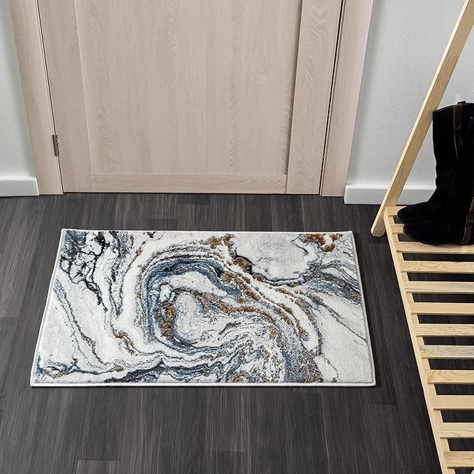 LUXE WEAVERS Marble Effect Abstract Blue 2x3 Area Rug