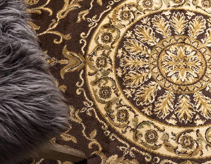 Unique Loom Versailles Collection Traditional Classic Medallion Floral Motif Area Rug (3' 3 x 5' 3 Rectangular, Brown/ Ivory)