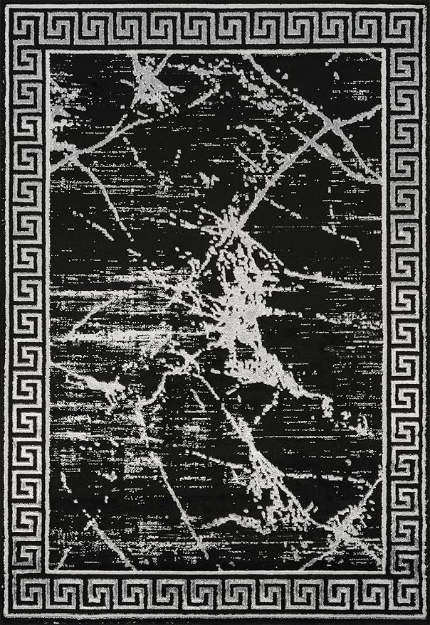 GLORY RUGS Area Rugs Marble 8x10 Black Gray Carpet Modern Abstract Rug Living Room Dining Bedroom Rug