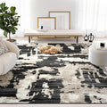 Abani Terra Cream Area Rug for Living Room, Bedroom - Black Abstract Pattern - 10' x 14' - Durable & Easy to Clean