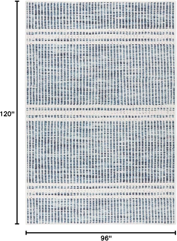 Dash & Albert Malta Blue Machine Washable Rug, 7.5 X 9.5 Feet, Blue Stripe Pattern