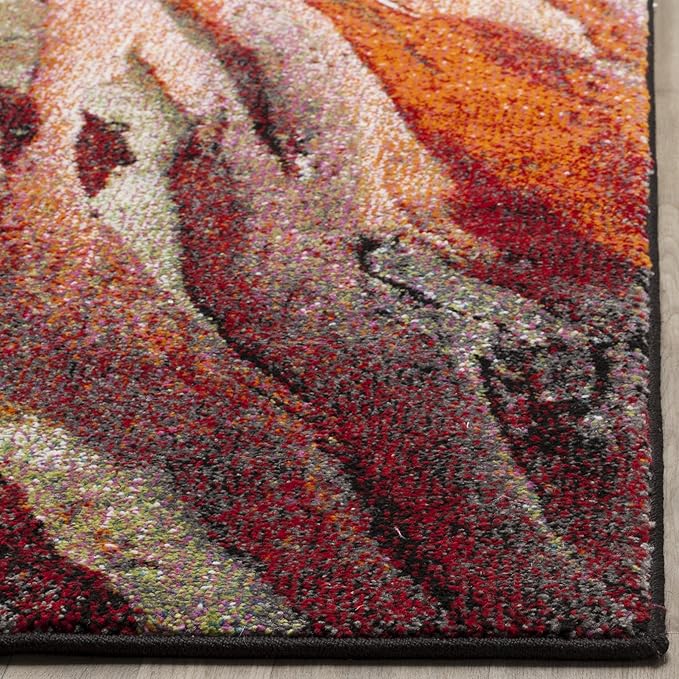 SAFAVIEH Glacier Collection 2'3" x 6' Red / Multi GLA126A Modern Abstract Non-Shedding Living Room Entryway Foyer Hallway Bedroom Runner Rug