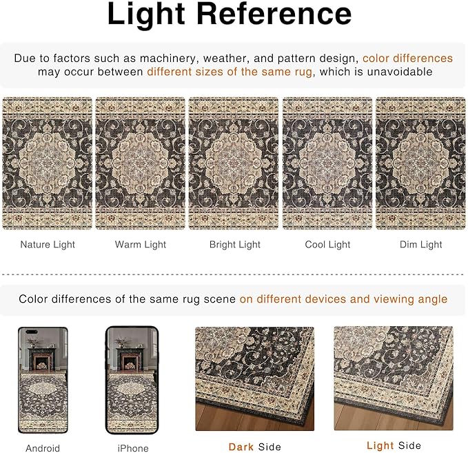 HUGEAR Entryway Machine Washable Area Rugs 2x3 Vintage Black Small Neutral Style Non Slip Stain Resistant Low Pile Throw Carpet for Hallway Kitchen Retro Aesthetic Modern Decor