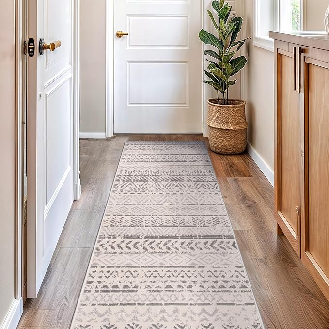 Rugshop Geometric Boho Perfect for high Traffic Areas of Your Living Room,Bedroom,Home Office,Kitchen Runner Rug 2'7" x 6' Gray