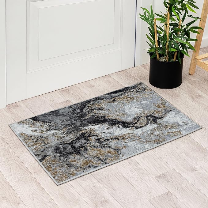 LUXE WEAVERS Marble Swirl Abstract Area Rug, Smoke 2x3
