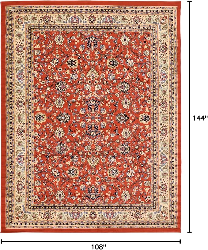 Rugs.com Yasmin Collection Rug – 9' x 12' Terracotta Medium Rug Perfect for Living Rooms, Large Dining Rooms, Open Floorplans