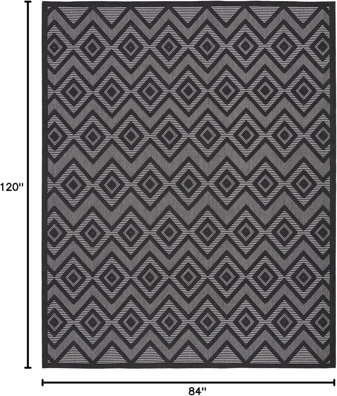 Nourison Home Versatile Charcoal Black 7' x 10' Area Rug - Easy Clean, Non Shedding, Bed Room, Living Room, Dining Room, Kitchen (7' x 10')