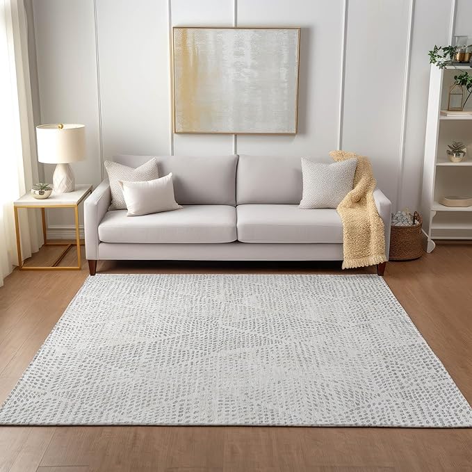 Addison Rugs Chantille ACN591 Silver 5' x 7'6" Indoor Outdoor Area Rug, Easy Clean, Machine Washable, Non Shedding, Bedroom, Living Room, Dining Room, Kitchen, Patio Rug