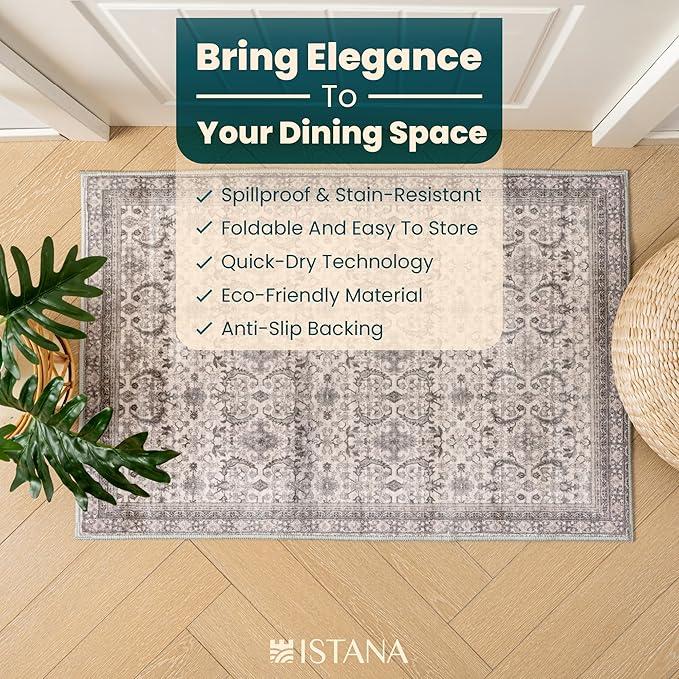 Istana 2x3 Rugs - Pale Rose Beige Area Rug - Foldable Washable 2x3 Rug - Non Shedding Rugs for Entryway - Anti-Slip Washable Carpet Area Rug Soft Microfiber