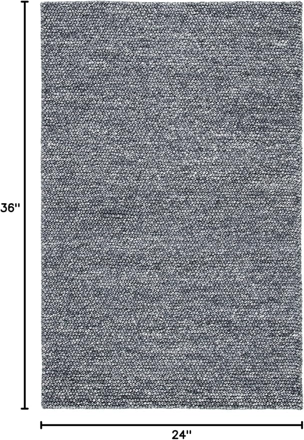 SAFAVIEH Natura Collection Accent Rug - 2' x 3', Dark Grey, Handmade Wool Blend, Textured Design, Ideal for Hallway, Bedroom, Foyer (NAT620H)