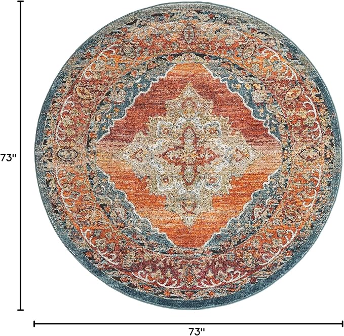 Unique Loom Isabella Collection Area Rug - Rossellini (6' 1" Round, Rust Red/ Beige)