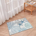 Tritard Coastal Area Rug 2x3 - Small Machine Washable Foldable Throw Rugs Non-Slip Beach Ocean Entryway Doormat Indoor Entrance Carpet for Kitchen Bathroom Laundry Bedroom Living Room, Blue