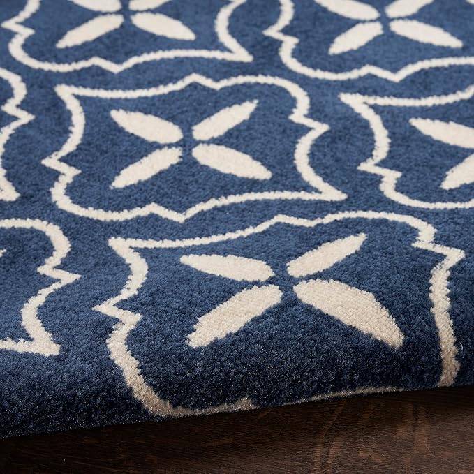 Nourison Home Nourison Essentials Navy Ivory 6' x 9' Area Rug - Easy Clean, Non Shedding, Bed Room, Living Room, Dining Room, Kitchen (6' x 9')
