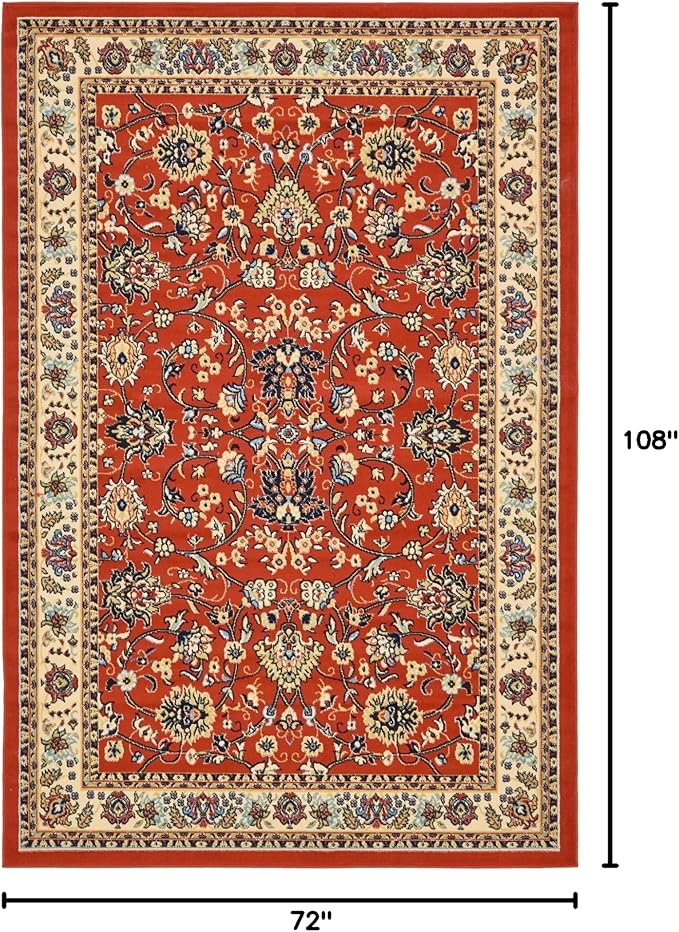 Rugs.com Yasmin Collection Rug – 6' x 9' Terracotta Medium Rug Perfect for Bedrooms, Dining Rooms, Living Rooms