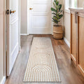 Rugshop Abstract Arch Shag Runner Rug Beige 2' 3" x 8' Perfect for Hallways, Kitchens, or Behind The Sofa