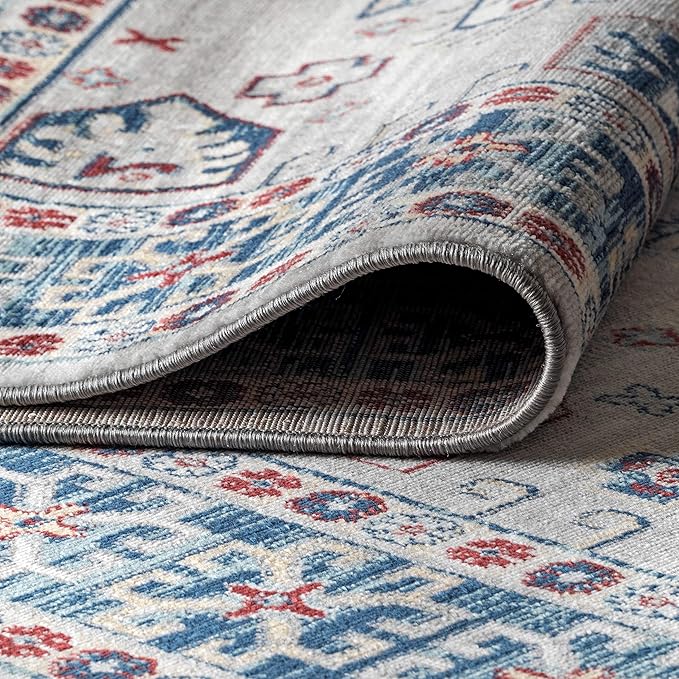 JONATHAN Y Modern Vintage Medallion Blue/Light Grey Indoor Area Rug, 5x8, Country, Floral, Easy-Cleaning for Living Room, Bedroom, Kitchen, Pet Friendly, Non-Shedding (MDP108A-5)