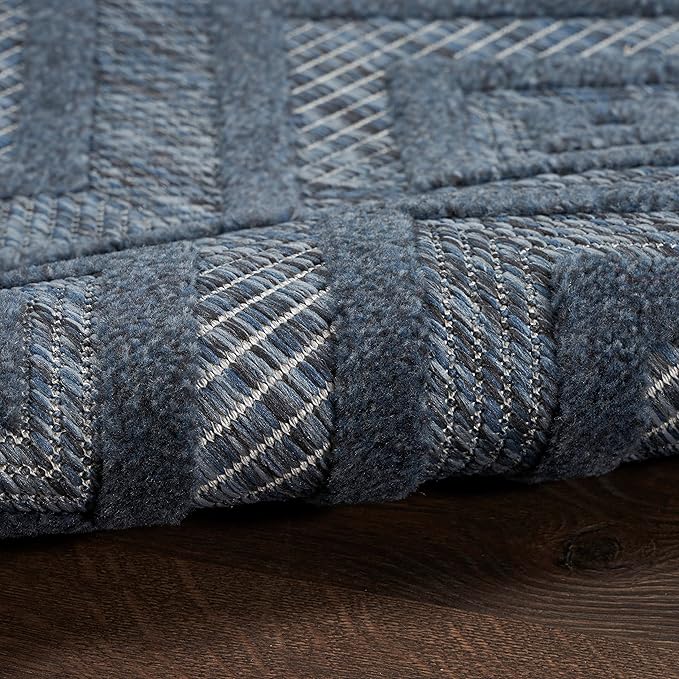 Nourison Home Versatile Navy Blue 4' x 6' Area Rug - Easy Clean, Non Shedding, Bed Room, Living Room, Dining Room, Kitchen (4' x 6')
