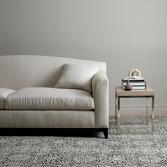 Dash & Albert Temple Charcoal Hand Micro Hooked Wool Rug, 8.5 X 11.5 Feet, Grey Geometric Pattern