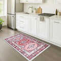 Fame Rugs Turkish Rug. Washable Vintage Oriental Antique Inspired Traditional Doormat Small Modern Area Rugs Luxury Entryway Entry Bedroom Bathroom Kitchen (378RR, 2'5 x 6'9)