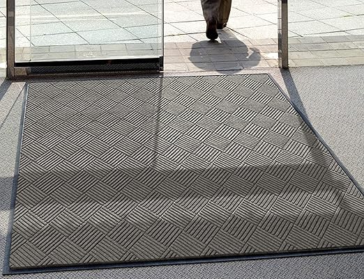 WaterHog Diamond | Commercial-Grade Entrance Mat with Rubber Border – Indoor/Outdoor, Quick Drying, Stain Resistant Door Mat (Medium Grey, 2' x 3')