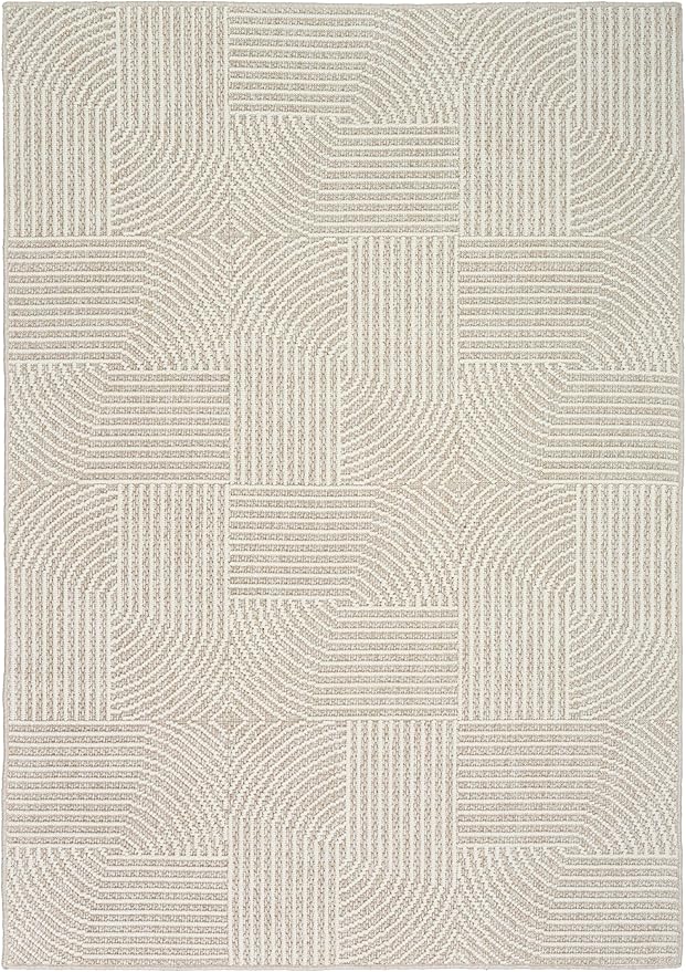 Nourison Home Textured Home Beige Ivory 3'11" x 5'11" Area Rug - Easy Clean, Non Shedding, Bed Room, Living Room, Dining Room, Kitchen (4' x 6')