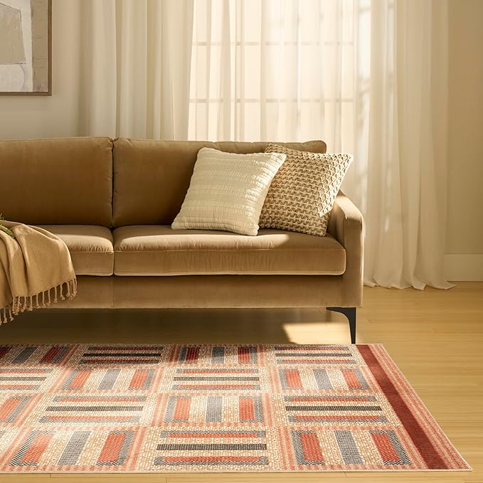 Nourison Home Nordic Multicolor 4' x 6' Area Rug - Easy Clean, Non Shedding, Bed Room, Living Room, Dining Room, Kitchen (4' x 6')