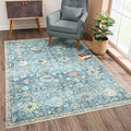 Bloom Rugs Caria Washable Non-Slip 5x7 Rug - Blue/Beige Traditional Area Rug for Living Room, Bedroom, Dining Room, and Kitchen - Exact Size: 5' x 7'