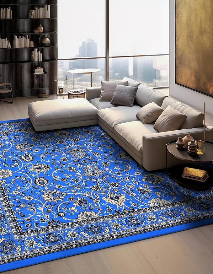 Unique Loom Sialk Hill Collection Area Rug - Washington (8' Square Dark Blue/Black)