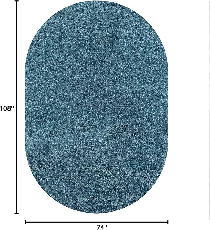 Eyely UES100H-6OV Supersoft Haze Solid Low-Pile Indoor Area Rug, Coastal, Bohemian, Minimalist, Classic, Casual for Bedroom,Kitchen,Living Room,Non Shedding,Easy-Washing, Blue, 6 X 9 Oval