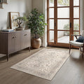 Bavni 3x5 Area Rug for Living Room Bedroom, Washable Boho Print Vintage Aesthetic Rug, Ultra-Thin Low Pile Rugs for Entryway Playroom with Non Slip Backing, Light Taupe Brown