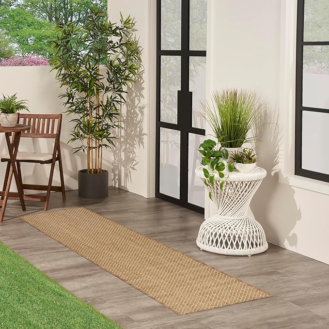 Nourison Home Courtyard Jute 2' x 6' Area Rug - Easy Clean, Non Shedding, Bed Room, Living Room, Dining Room, Kitchen (6' Runner)