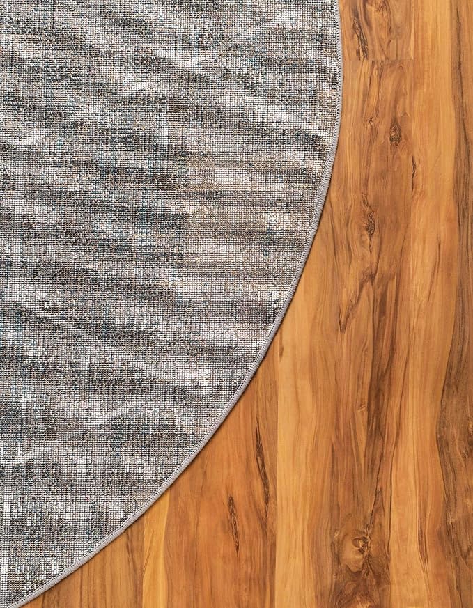 Unique Loom Trellis Frieze Collection Area Rug - Geometric (6' Round, Blue Multi/ Ivory)